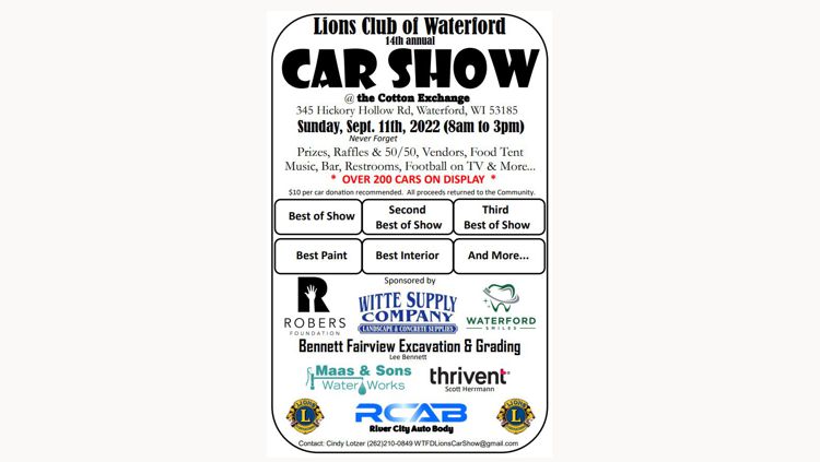 Lions Club of Waterford Car Show Poster